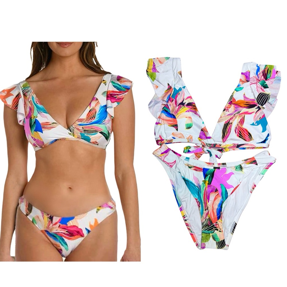 La Blanca NWT Vibrant Floral Ruffle Bikini Set